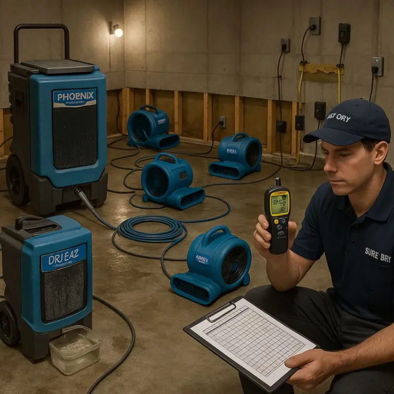 Structural Drying and Dehumidification process in Stanton, CA